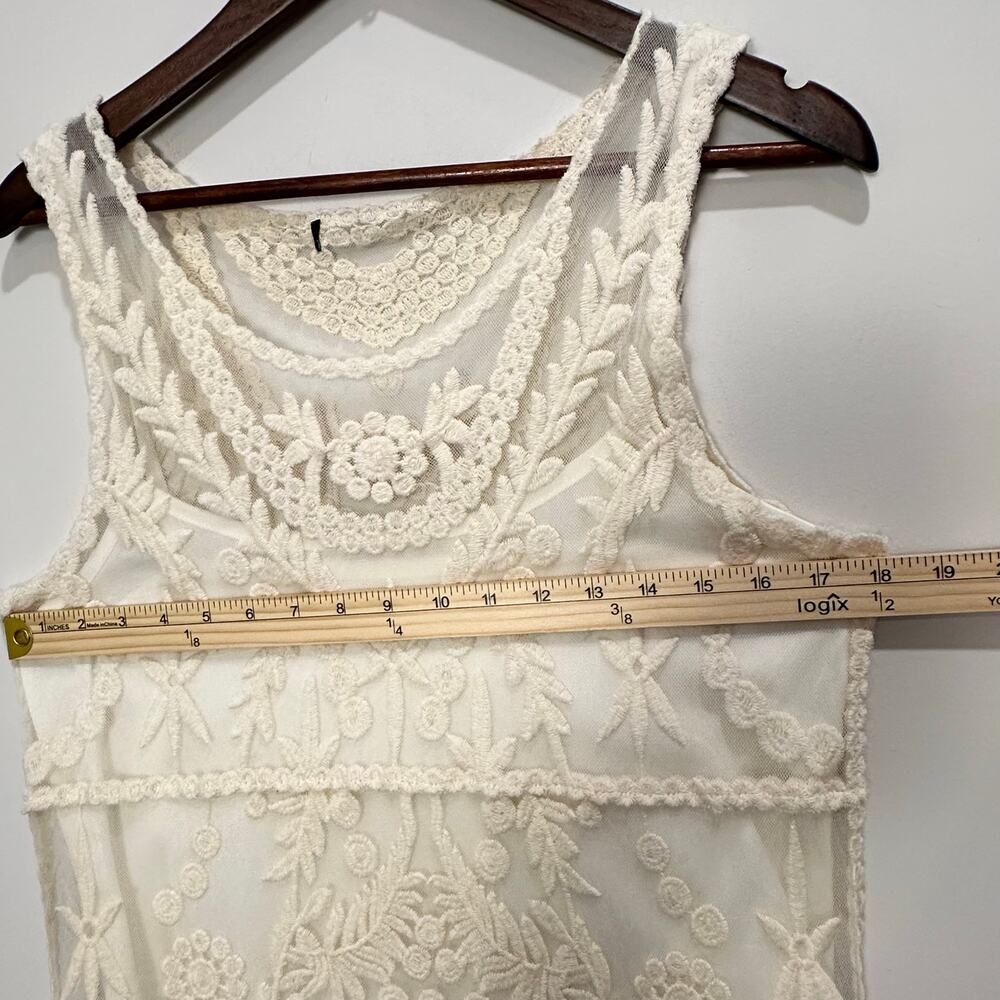 Express Ivory Lace Tank Dress Small S/M Victorian Chic Lined Cotton Knee Length - Picture 6 of 8